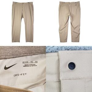 Nike Golf Pants Men's Size 40X30 Khaki Tan Flat Front Chino Stretch Modern